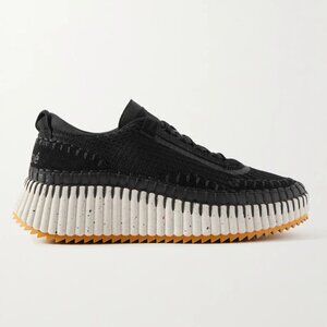 Chloé Nama embroidered suede and recycled-mesh sneakers - Size 10